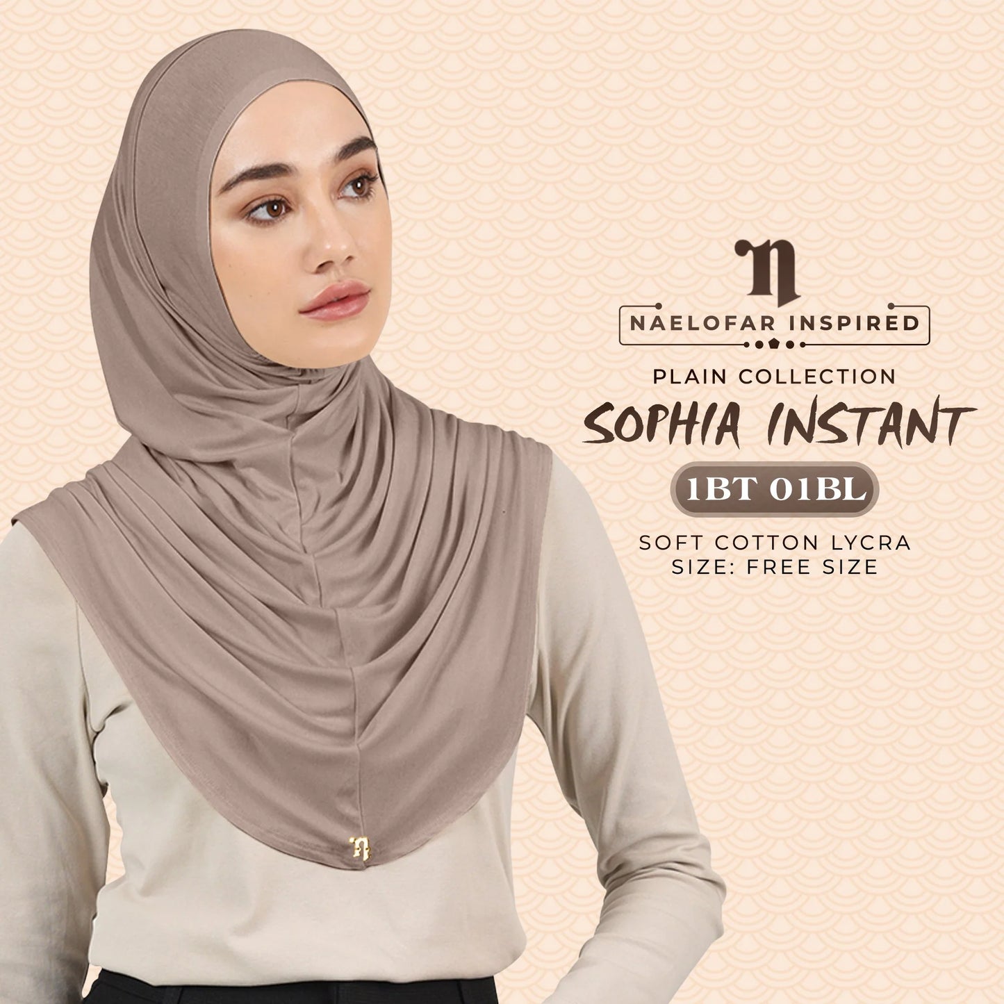 NAELOFAR Plain Sophia Instant Hijab