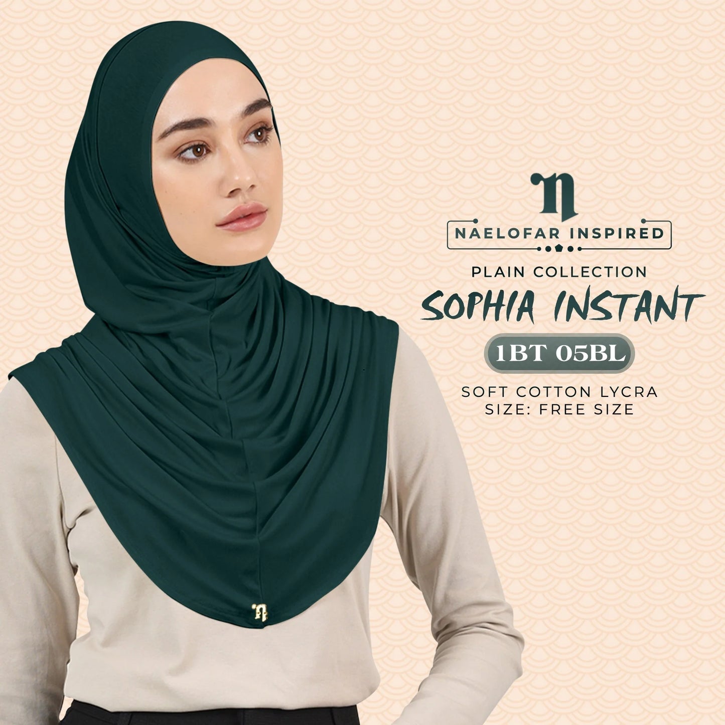 NAELOFAR Plain Sophia Instant Hijab