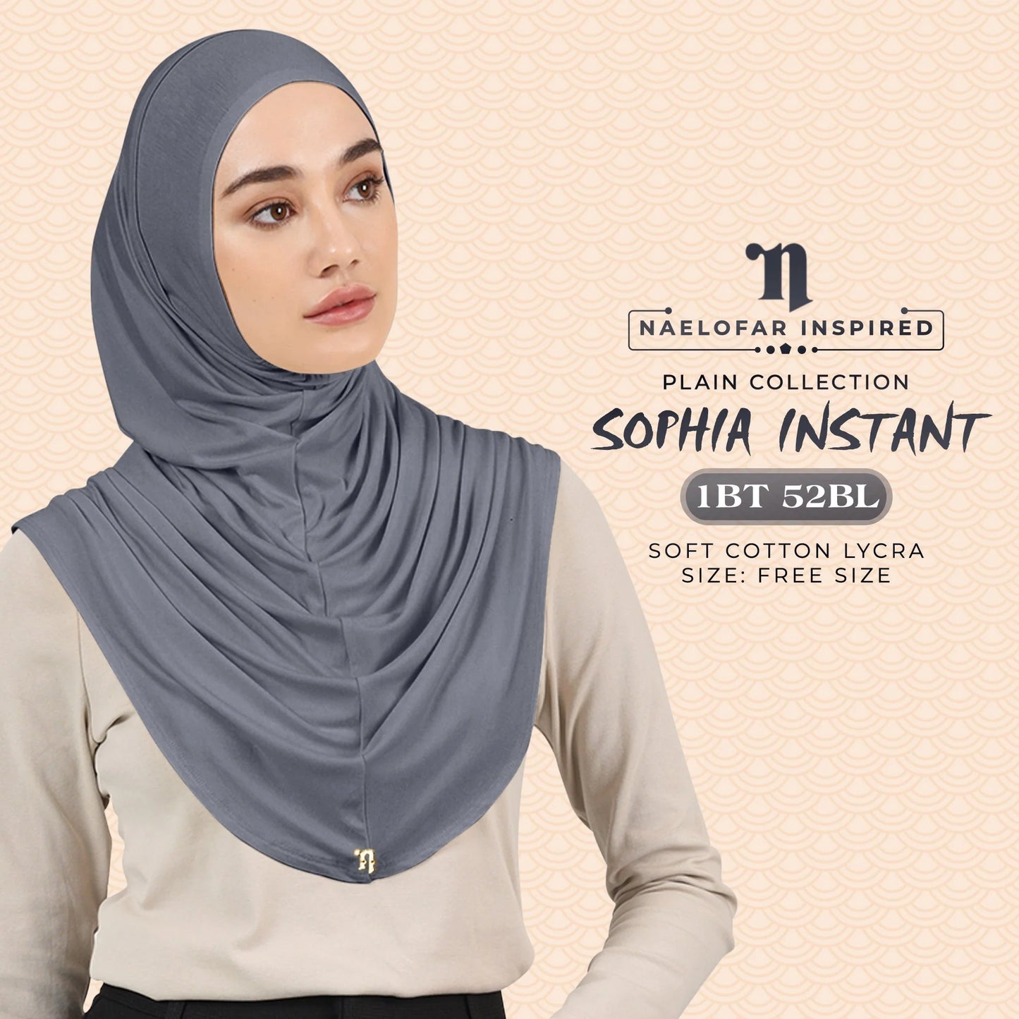 NAELOFAR Plain Sophia Instant Hijab