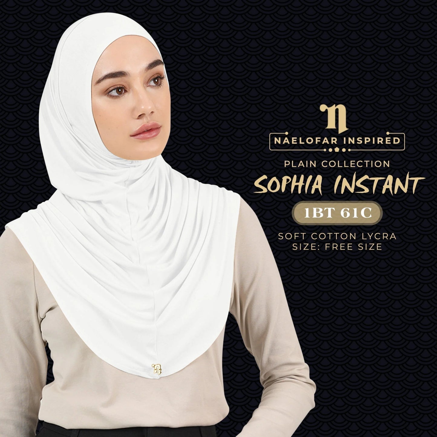 NAELOFAR Plain Sophia Instant Hijab