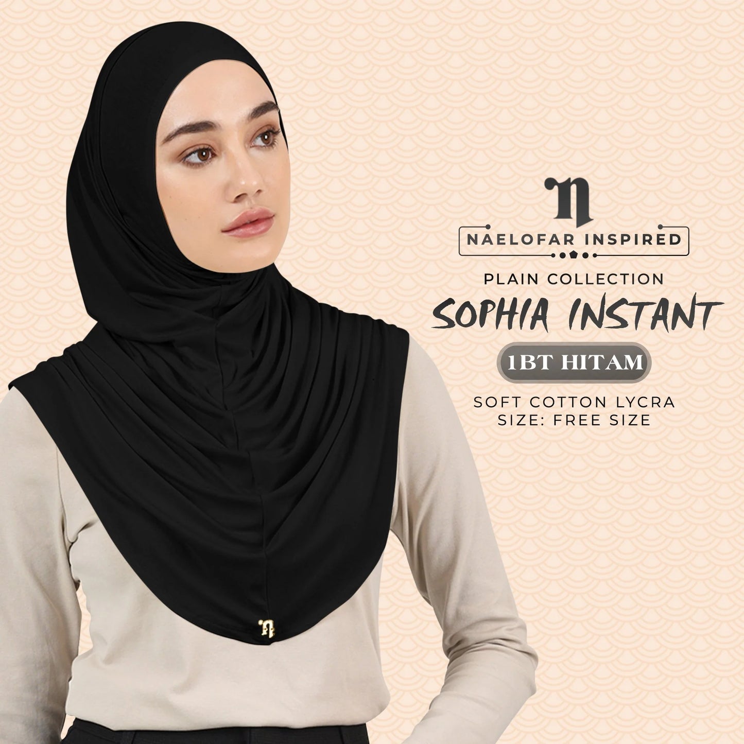 NAELOFAR Plain Sophia Instant Hijab