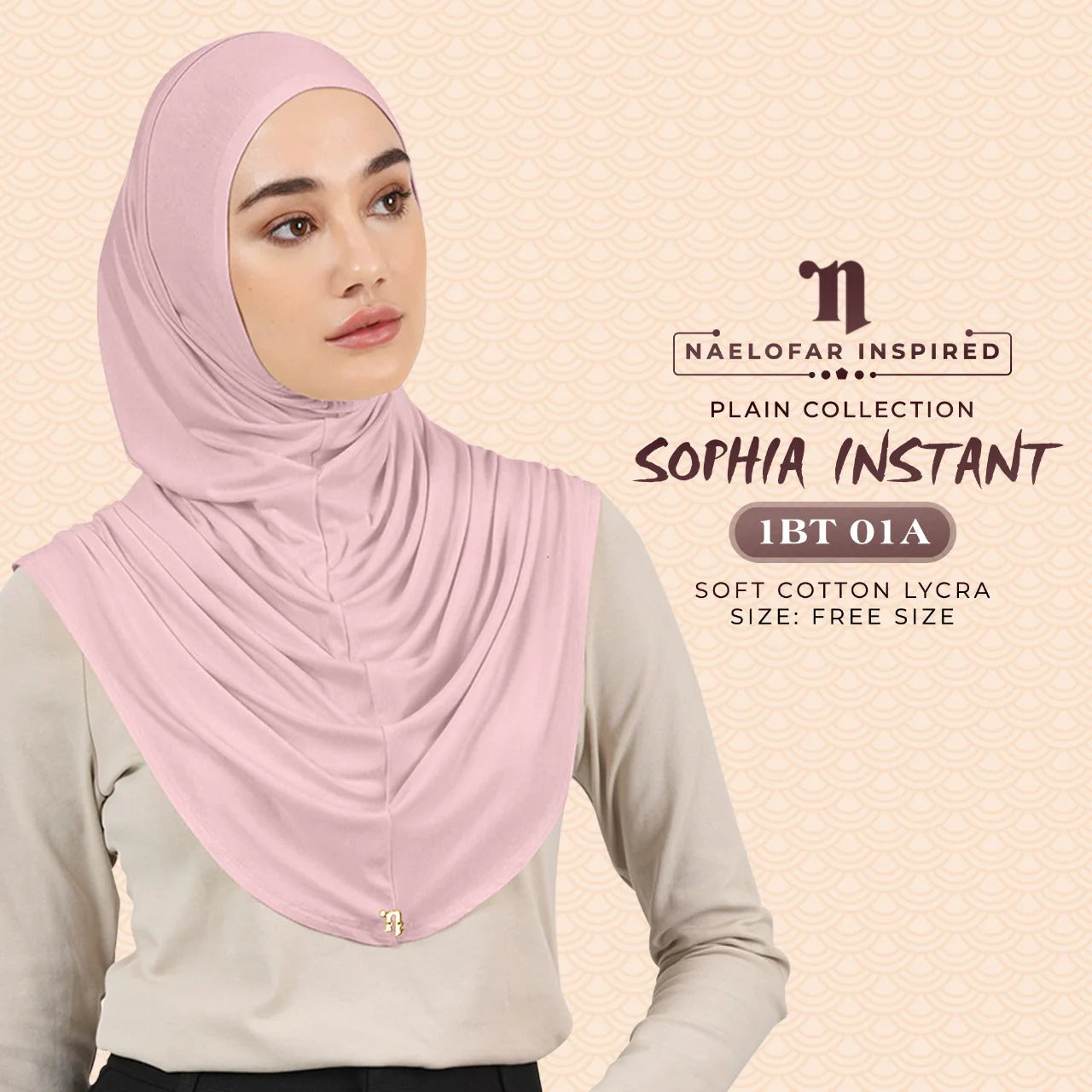 NAELOFAR Plain Sophia Instant Hijab