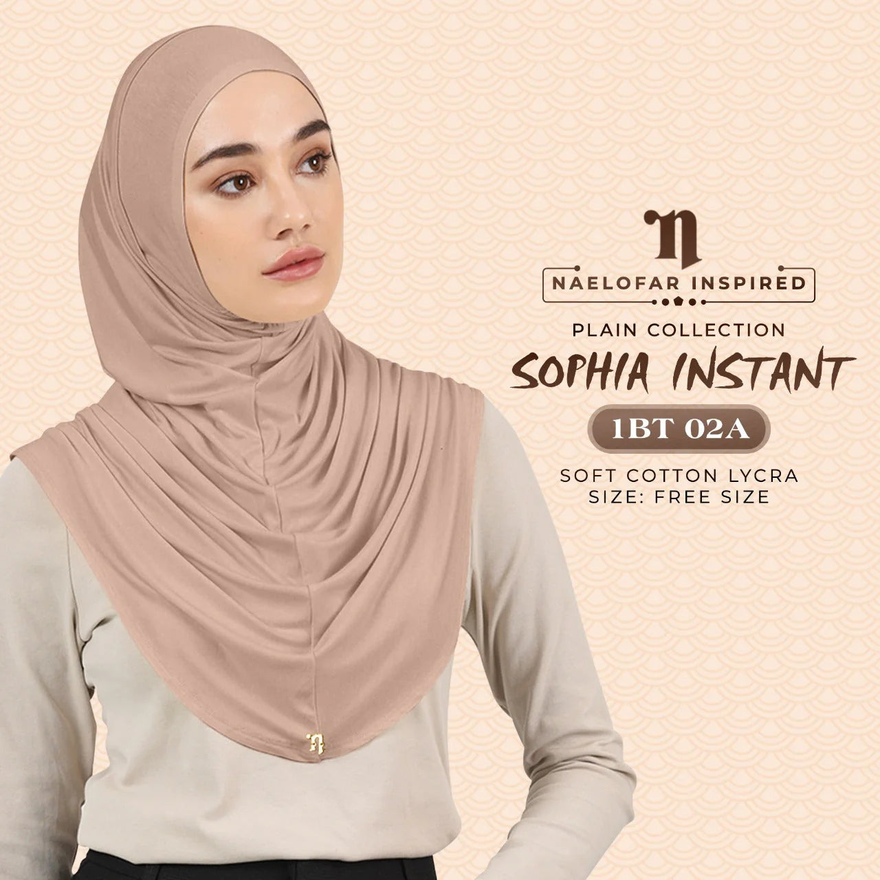 NAELOFAR Plain Sophia Instant Hijab