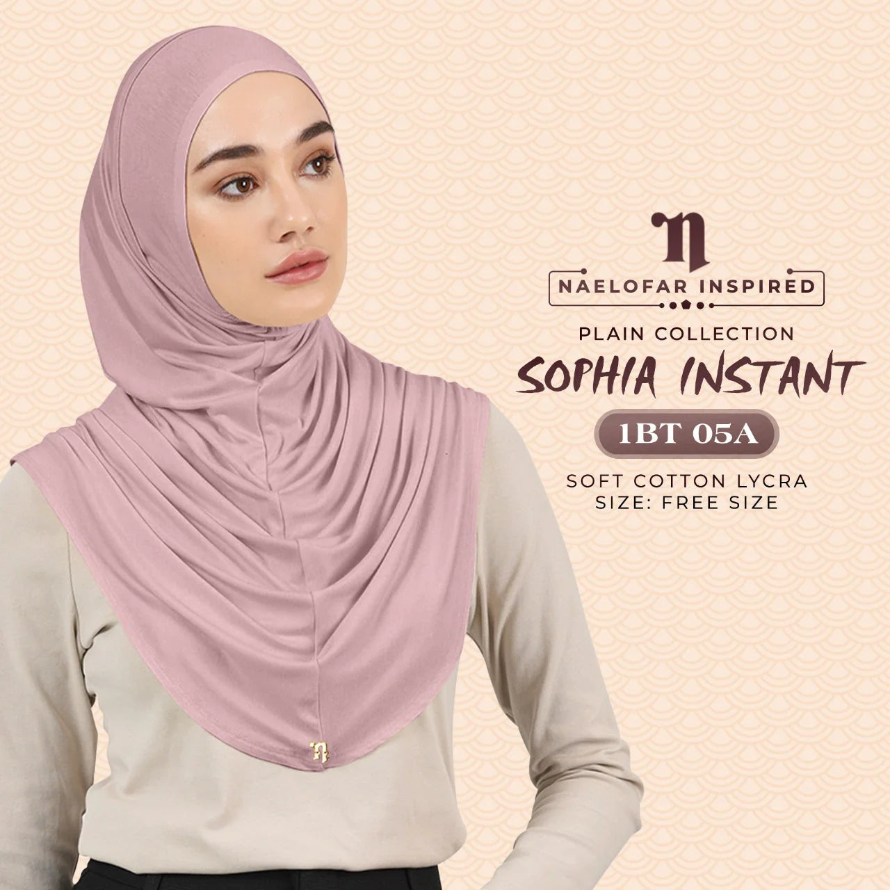 NAELOFAR Plain Sophia Instant Hijab