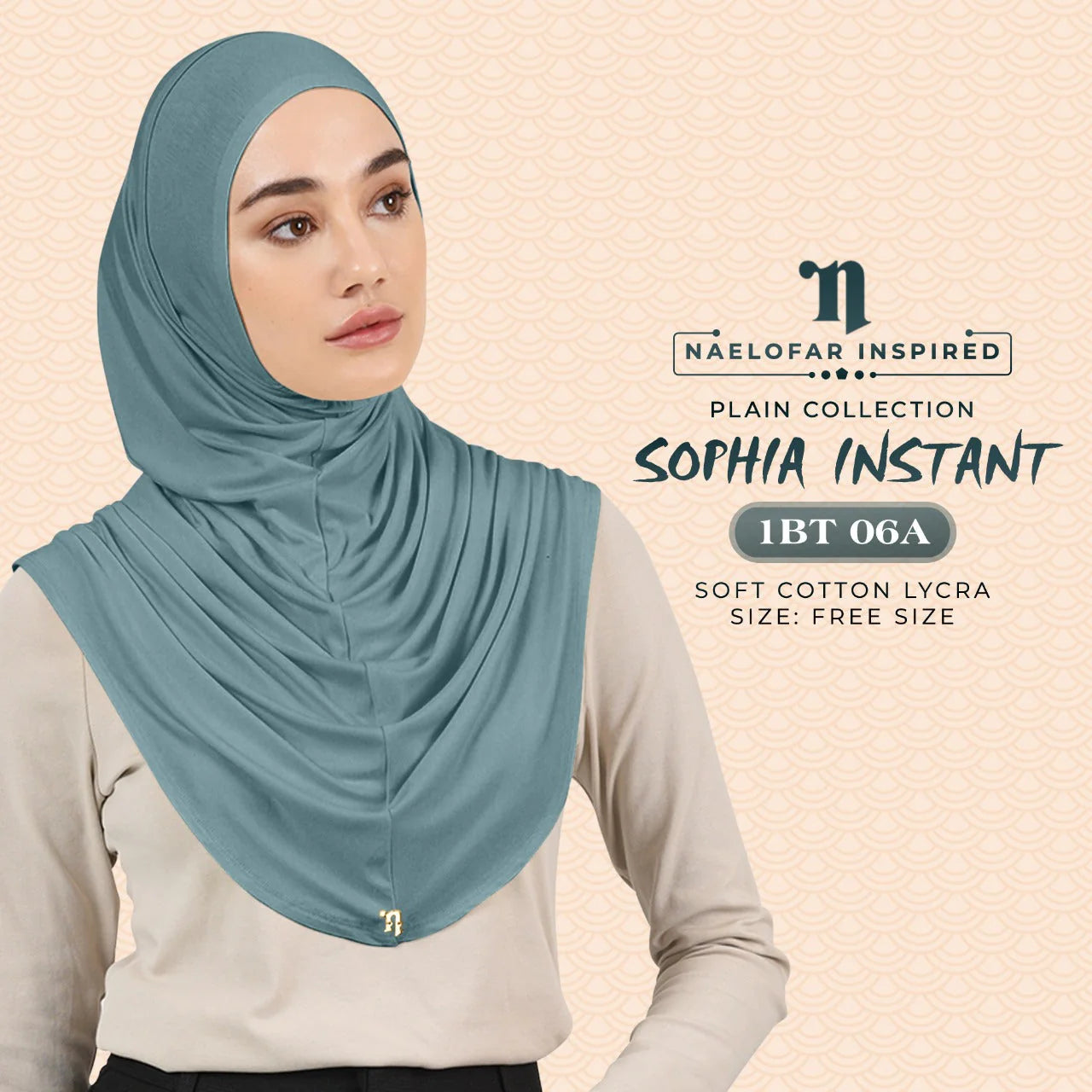 NAELOFAR Plain Sophia Instant Hijab