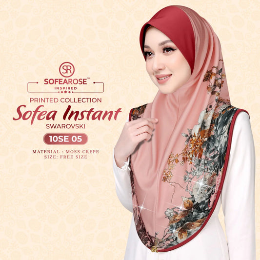 SOFEAROSE X Swarovski Printed Instant Hijab 10SE