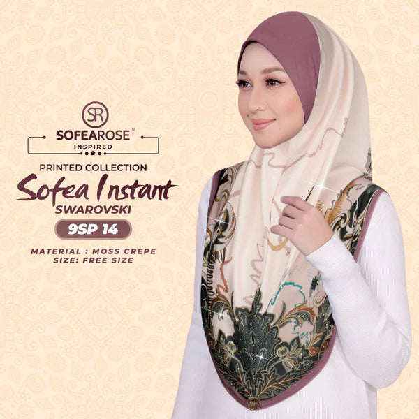 SOFEAROSE X Swarovski Printed Instant Hijab 9SP