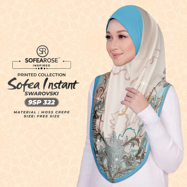 SOFEAROSE X Swarovski Printed Instant Hijab 9SP