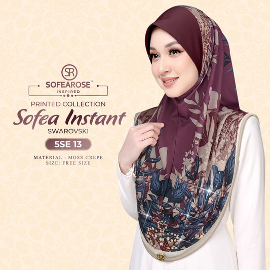SOFEAROSE X Swarovski Printed Instant Hijab 5SE
