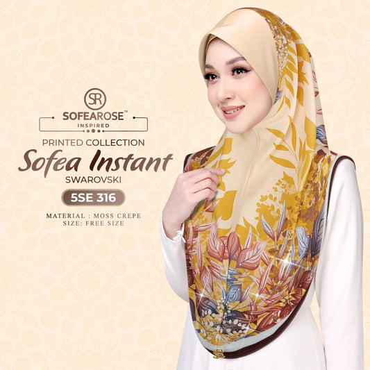 SOFEAROSE X Swarovski Printed Instant Hijab 5SE